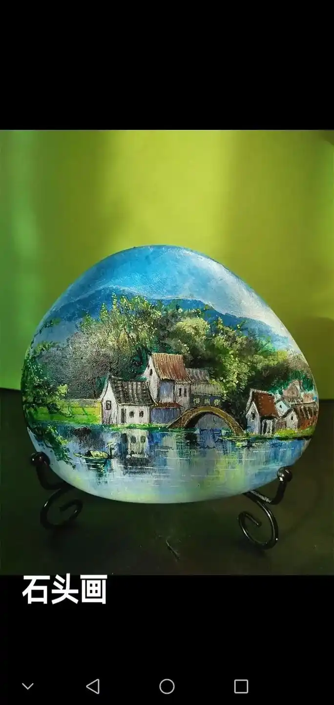 手绘#石头画#带你走进画里  - 抖音