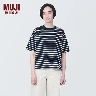 muji 無印良品 无印良品(muji)女式 条纹 圆领短袖t恤 上衣打底衫女款
