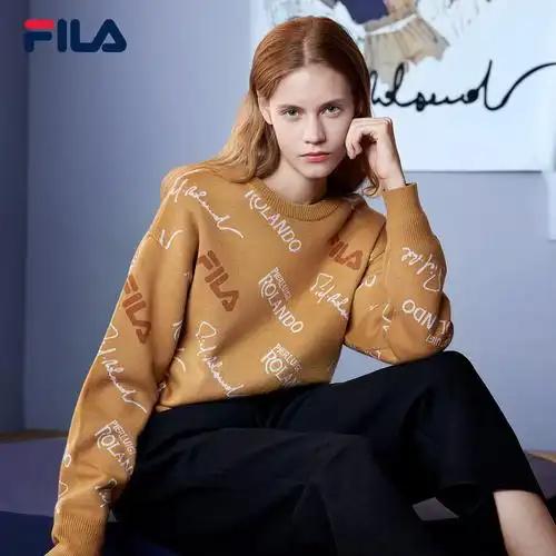 斐乐官方女士编织衫2021春季新款全面logo运动针织衫毛衣女