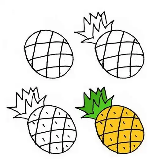 菠萝简笔画步骤图