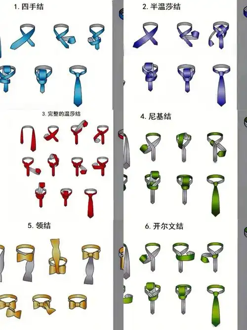 完整的温莎结4.尼基结5.领结6.开尔文结7.东方结8.普拉特结9.