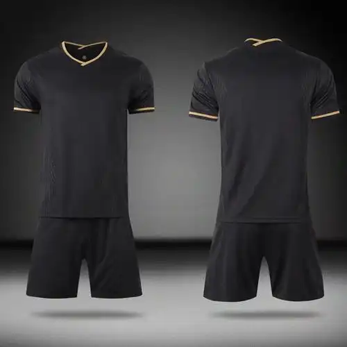 巴萨黑金足球服2021巴塞罗那客场短袖足球服衣10号梅西苏亚雷斯巴塞