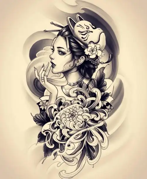 你们一直求的手稿,点赞关注,不定期分享#固安  #固安纹身  #艺妓