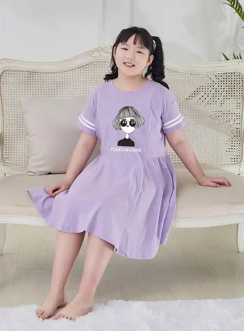 胖女童洋气连衣裙夏装13岁胖女孩加大码胖女孩裙子中学生15学院风