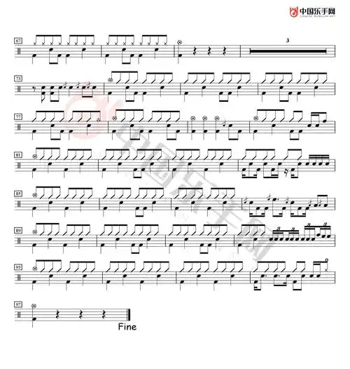 beyond乐队"海阔天空"架子鼓爵士鼓谱 f调 4/4拍节奏