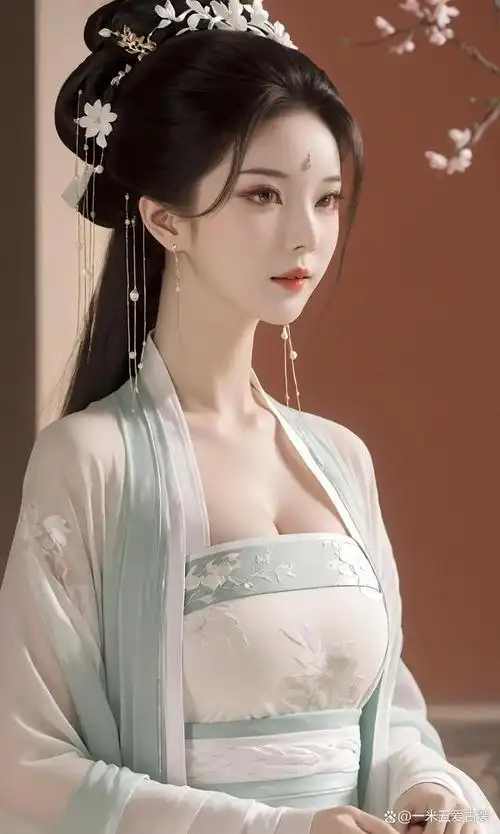 古风美女:白衣如雪映芳华,黑发如瀑垂鬓边