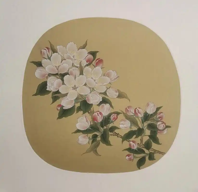 宋画《写生海棠图》临摹步骤,仿古绢本.#国画教程 #工笔花鸟 - 抖音