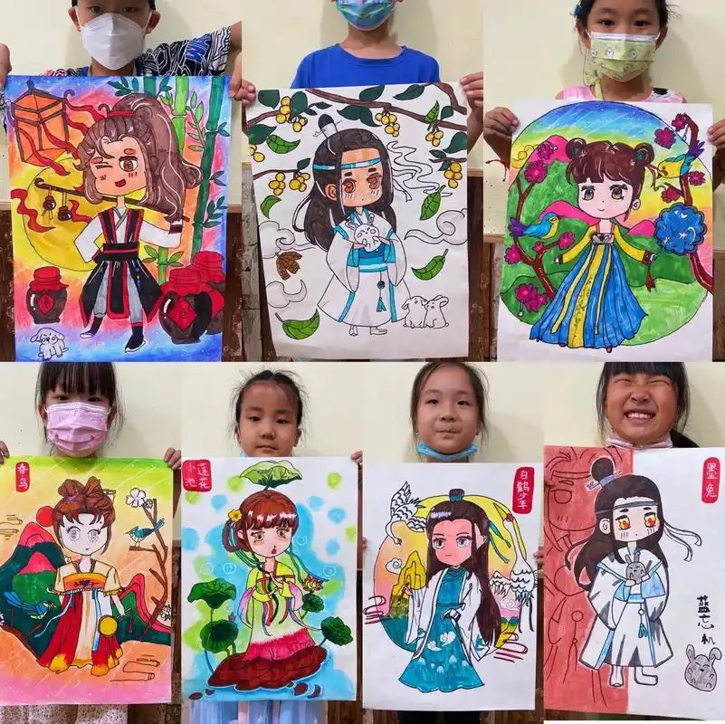 8-9岁古风q版动漫人物 所画《古风动漫人物》 目标: 1.