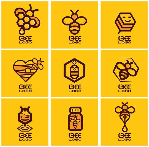 a4048矢量抽象蜜蜂蜂蜜logo图案 ai设计素材