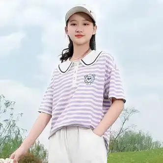 盛袂衣服夏季女少女裤子宽松中学生套装夏装初中生短袖t恤女大童13半