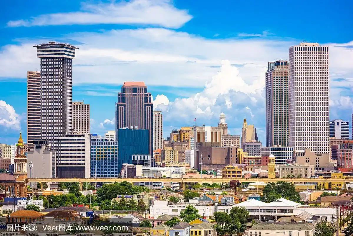 美国路易斯安那州新奥尔良市区天际线.