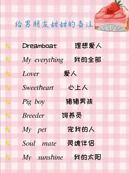 给男朋友甜甜的备注