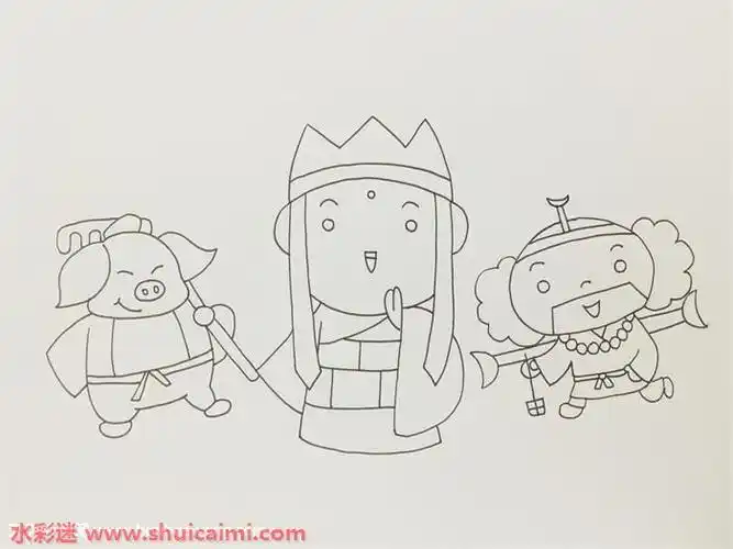 西游记里的师徒四人怎么画唐僧师徒简笔画简单易画彩色