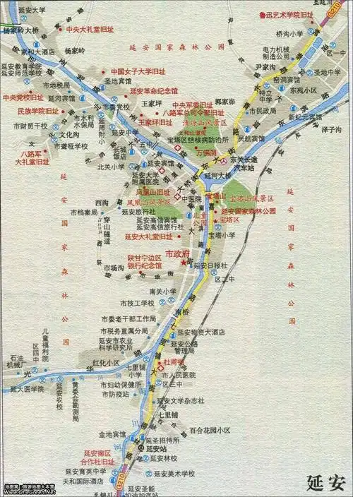延安旅游交通地图