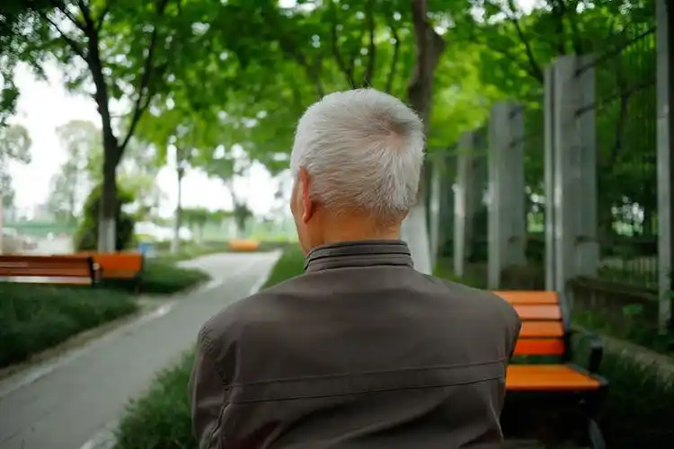 老年人银发背影