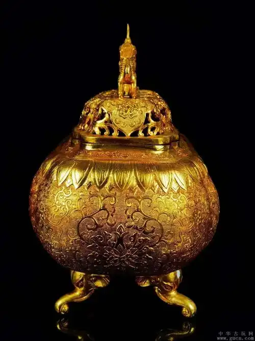 唐代铜鎏金熏香炉通体鎏纯金錾刻精炉