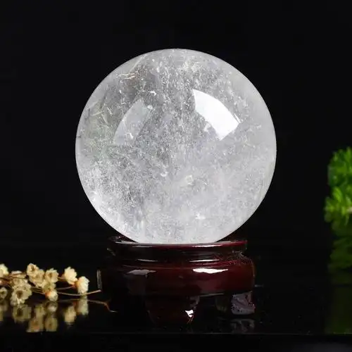 百纳源 白水晶球摆件 白色水晶球客厅家居装饰品天然巴西原石打磨 直