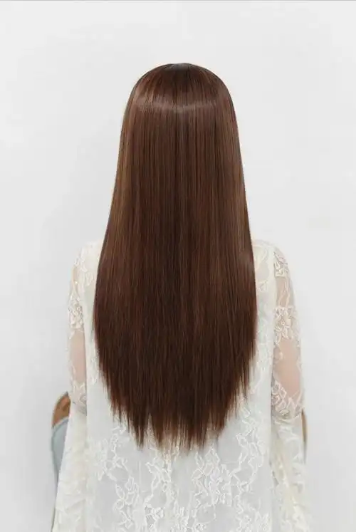 齐刘海蓬松自然甜美可爱假发套女士发型 黑中长发 假发女中长直发