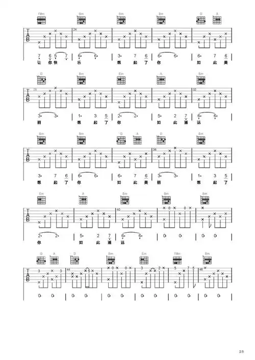 想起了你吉他谱-弹唱谱-c调-虫虫吉他