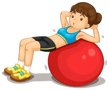 仰卧起坐卡通健身的女孩照片