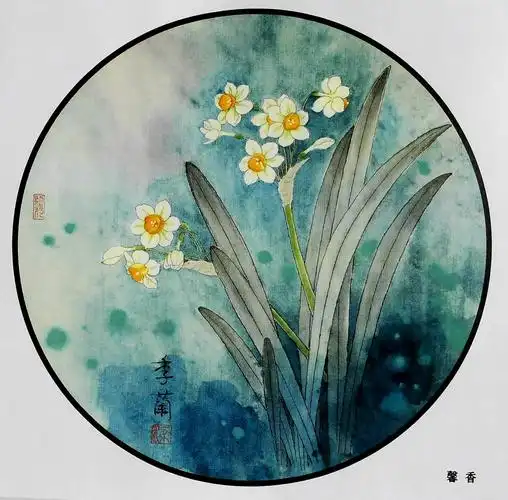 季阑工笔花鸟圆扇面29幅,色稿 白描,喜欢的收藏关注