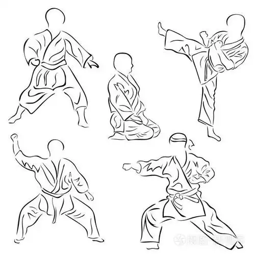 极简主义的黑色标志设置空手道武术合气道.