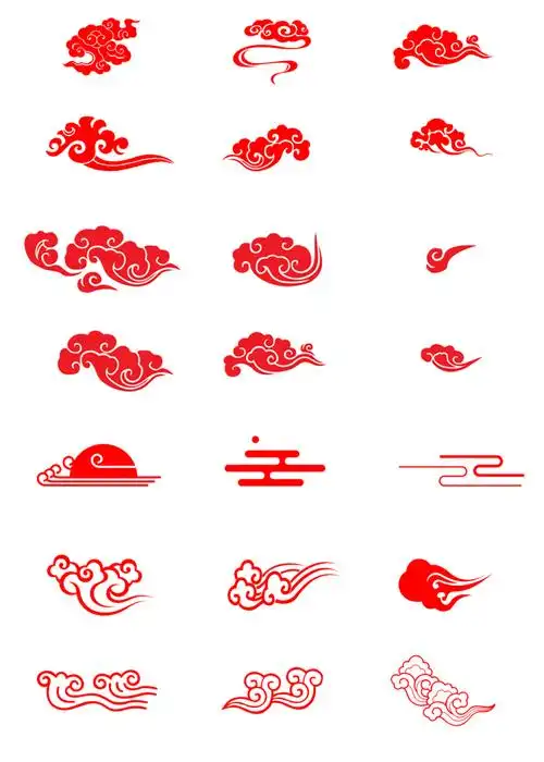 新年红色祥云素材合辑