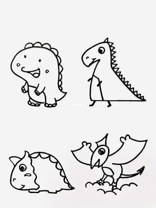 教程恐龙简笔画一步一步带你画彩色画法绿色的恐龙简笔画画法恐龙简笔