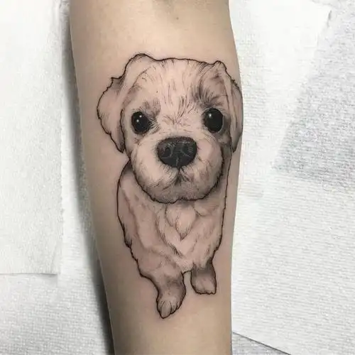 小臂小清新狗狗纹身图案
