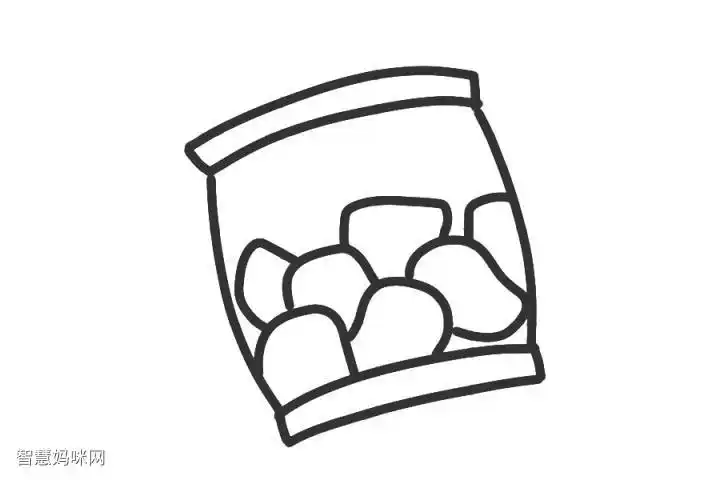 小朋友最爱的零食之一薯片简笔画画法步骤