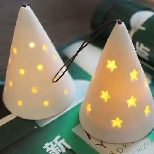 神仙爷爷 创意zakka圆锥温馨迷你陶瓷小夜灯 装饰灯