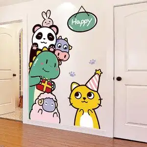 卡通恐龙儿童房间布置卧室装饰3d立体墙纸自粘墙贴画墙面门上贴纸