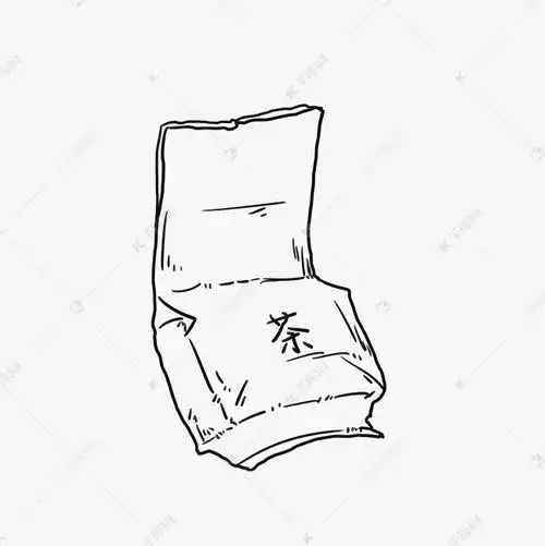 免抠元素 简约线条 黑白手绘线条茶叶泡袋版权可商用有保障