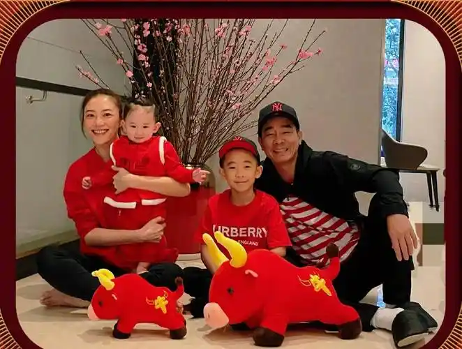 明星家庭晒新年全家福:陈小春王祖蓝二胎曝光,黄晓明夫妇很意外_女儿