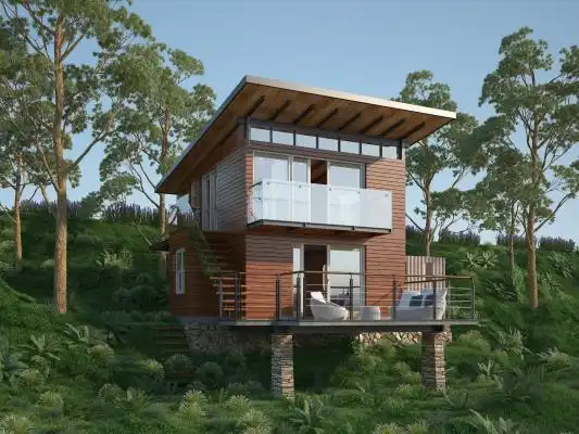 现代小别墅 水泥叠挂板 铁艺栏杆 小房子 景观  阳光房  东南亚3d模型