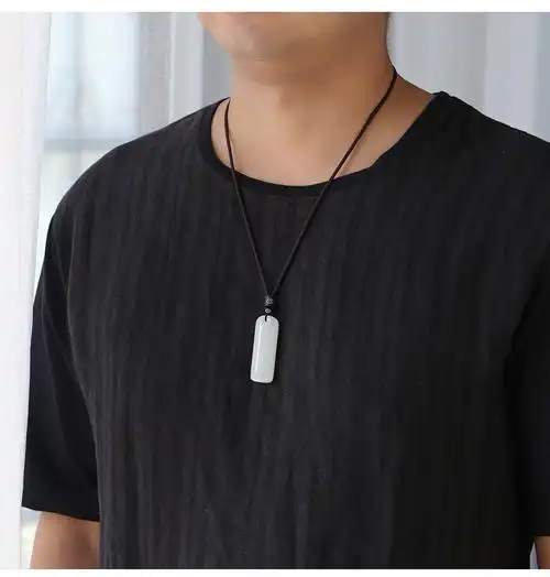 昆玉谣和田玉羊脂玉平安无事牌吊坠玉佩挂件玉项链男玉坠女带证书羊脂