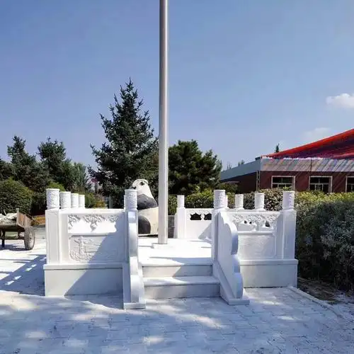 石雕汉白玉旗杆台 大型市政旗台定做 校园景观旗杆座设计