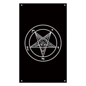 撒旦挂旗 黑金属五芒星恶魔宗教旗帜横竖版