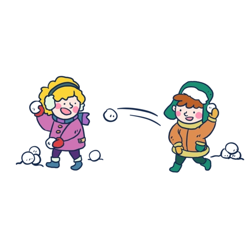 打雪仗的小朋友图片