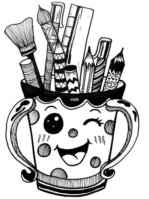 美术考编技能题打卡12 之文具笔筒