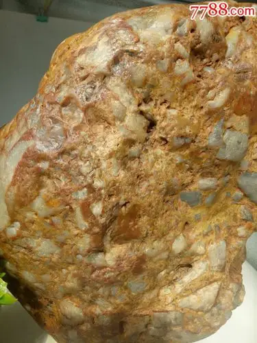 月亮玉化角砾五彩陨石(金雕)