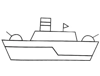 军舰简笔画彩色图片 幼儿学画军舰简笔画图片大全