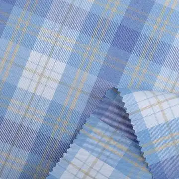 全涤色织斜纹蓝色格子布jk冰淇淋百褶半身格裙服装箱包鞋帽面料