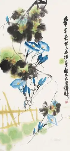 0022牵牛花镜片设色纸本