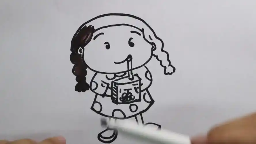 画喝饮料的小女孩怎样画?