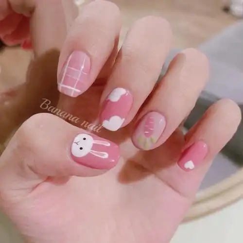夏日美甲手绘兔子可爱美甲