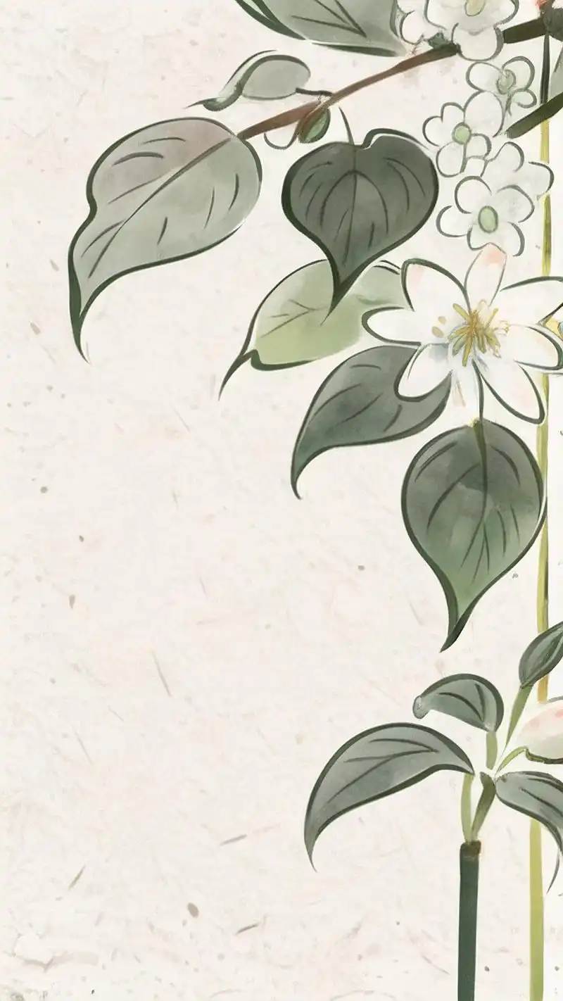 98来看看这款白绿色壁纸,清新的绿叶与白花交织,仿佛春风拂过,让人