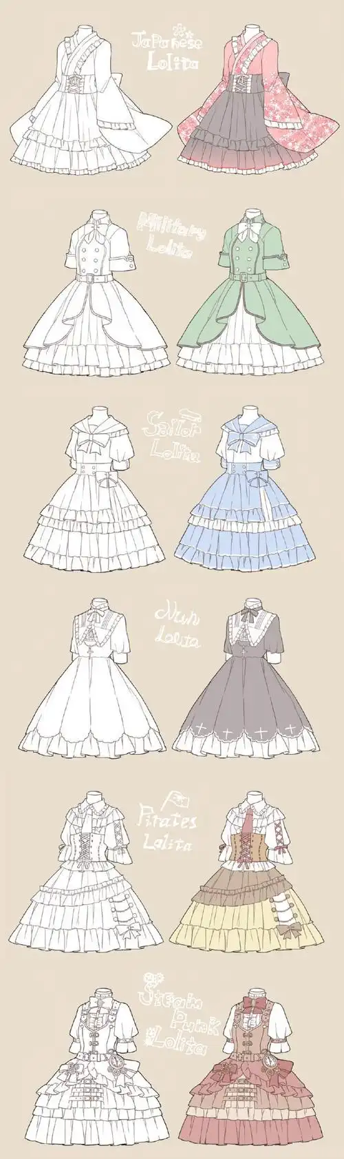 绘画参考 ▏多款洛丽塔小裙子