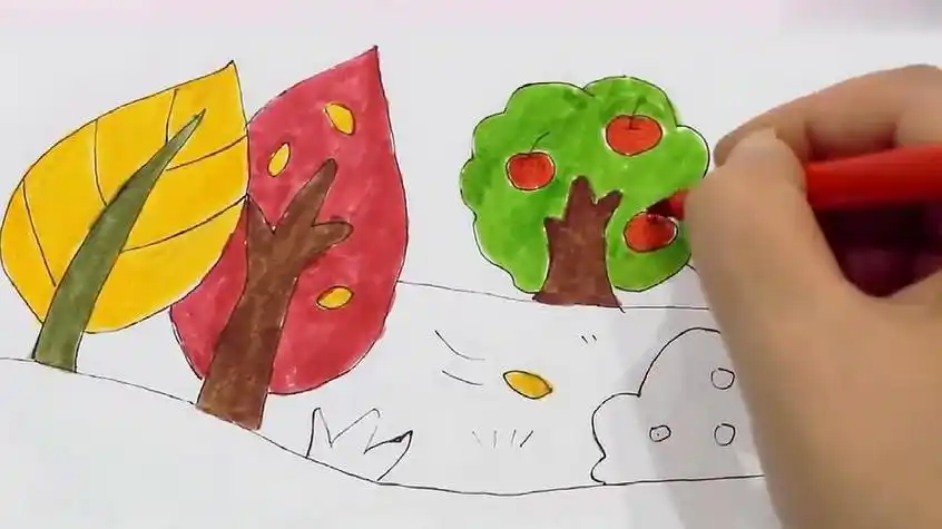 秋天的简笔画一年级