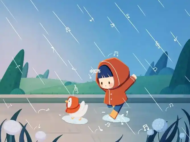 雨天伴雨起舞场景插画